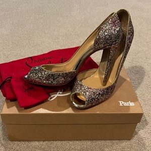 Christian Louboutin Demi You 100 GLITTER Pink/Gold 37/ 7